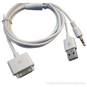 Standard 3.5mm Stereo Female to 30-pin Male Car Audio Cable for iPhone 4/4S
